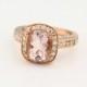 Charming Natural 10x8mm Oval   Morganite  Solid 14K Rose Gold Diamond engagement Ring