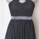 Dark Gray Short Halter Bridesmaid Dress Grey Chiffon Knee-length Bridesmaid Dress-Custom Dress