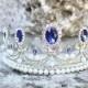Bridal Tiara Sapphire Blue Tiara -MARIE-AMELIE,Swarovski Bridal Tiara,Crystal Wedding Crown,Rhinestone Tiara, Wedding Tiara, Diamante Crown