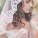mantilla veil, lace mantilla veil, wedding mantilla, beaded veil, chapel mantilla, chapel length veil with lace edge - GLORIA