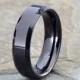 Tungsten Wedding Band, Black Tungsten Ring, Polished Tungsten Carbide, Polished Beveled Edges, Custom Laser Engraving, His, Hers, 6mm,