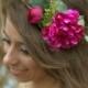 Fushia  Flower Crown - Peony, Floral Headpiece, Head Piece, Wedding Flower Crown, Woodland Wedding, Wedding Flower Headpiece, Garden Rose