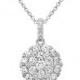 Black Friday SALE, 1.10 Carat Diamond Cluster Pendant 14k White Gold, Diamond Necklaces for Women, 1 Carat Diamond Pendant, Anniversary Gift