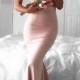 Stunning Sweetheart Sweep Train Pink Mermaid Prom Dress Lace Top