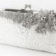 Ivory Bridal Lace Clutch with Rhinestone Lace Brooch 8-inch LHERITAGE II etsygift