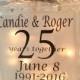 Anniversary lighted glass block, wedding table centerpiece, gift for couple, bride and groom, diamond wedding anniversary, silver, gold