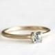 14k gold aquamarine ring, 4mm, stacking ring, march birthstone, handmade, eco friendly gold, alternative engagement ring