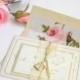Vintage Lace Wedding Invitations, Blush Wedding Invitations, Floral Liner, Gold Wedding Invitation, Lace Invite - Vintage Romance with Liner