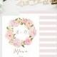 PRINTABLE Wedding Menu Card - Romantic Floral Wreath Menu Card - Watercolor Peonies and Roses - Wedding Menu Card - Single Page