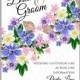 Wedding party invitation with romantic floral wreath or bridal bouquet of daisy