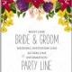 Wedding party invitation with romantic floral wreath or bridal bouquet of daisy, peony