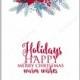 Christmas Party wreath poinsettia, pine branch fir tree, needle, flower bouquet Bridal shower ribbon template wording