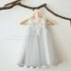 Ivory Lace Silver Grey Tulle Flower Girl Dress M0044