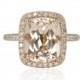 Morganite Ring - 3.5 carat Rectangular Cushion cut Morganite and Rose Gold Engagement Ring with Diamond Halo - LS3660