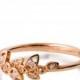 Diamond Art Deco Petal Engagement Ring - 18K Rose Gold and Diamond engagement ring, leaf ring,flower ring, vintage,unique engagement ring,11
