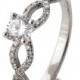 Forever Brilliant Moissanite Ring, 14K White Gold and Moissanite engagement ring, celtic ring, engagement ring, art deco, twist ring, R001