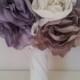 Handmade Wedding Bouquet and Boutonierre / Buttonhole. Silk Dusky Pink and Purple with Cream Fabric Flowers.