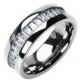 Titanium On The Rocks - Impeccable Solid Titanium Comfort Fit Ring with Cubic Zirconias Center Wedding Band