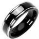 Martini - Double Stripe Black and Solid Titanium Refined Style Two Toned Comfort Fit Ring