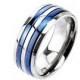 True Blue Titanium - Dual Blue Bands Beautifully Crafted Blue Titanium Comfort Fit Ring