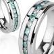 Aqua Paragon - Stainless Steel Ring with Embedded Aquamarine and Crystal Cubic Zirconias