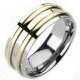 Othello - Two Golden Bands Solid Titanium Traditional Wedding Band
