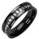 Starfire - Solid Black with Circled Round Cubic Zirconias Titanium Wedding Band