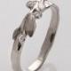 Platinum Leaves Engagement Ring  - Platinum engagement ring, engagement ring, leaf ring, antique,art nouveau,vintage, large Diamond Ring, 9D