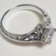 The Vintage Princess - 14K White Gold - Princess Cut Moissanite - Vintage Princess Cut Engagement Ring