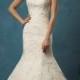 Amelia Sposa Lace Ivory Tulle Mermaid Trumpet Wedding Dress With Sweep Train