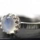 Rainbow Moonstone Ring, Silver Wood Grain or Tree Bark Ring, Natural Moonstone Engagement Ring, Rainbow Crystal Jewelry,