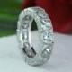 4 ctw Art Deco Eternity Ring, Princess Round Wedding Band, Engagement Ring, Man Made White Diamond Simulants, Bridal Ring, Sterling Silver