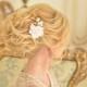 Cream rose flower hair pin  Bridal  hair pin Set Ivory wedding flower Golden leaf Crystal Chain Flower comb