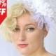 White Bridal Headpiece, White Bridal Hair Flower, Bridal Hair Piece, Feminine Bridal Fascinator, Bridal Hair Accessories, Wedding Fascinator