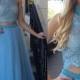 Sexy Mermaid High Neck Blue Two Piece Prom Dress Wtih Appliques Beading