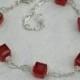 Red Garnet Crystal Bracelet, Sterling Silver, Bridal Party, Wedding, Bridesmaid, Handmade Jewelry January Birthday, Fall Fashion
