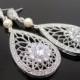 Crystal Bridal earrings, Wedding earrings, Rose gold earrings, Bridal jewelry, Art Deco earrings, Teardrop earrings, Vintage bridal earrings