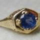 Sapphire Ring Art Deco Ring Sapphire Engagement 0.50ct natural Ceylon Blue Sapphire Orange Blossom Filigre 14k Yellow Gold