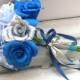 Wedding Bouquet, Bridesmaids Bouquet, Paper Bridesmaids Bouquet, Bridal Bouquet, Paper Bridal Bouquet, Blue Roses Bouquet, Royal Blue Roses