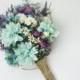 Wildflower Bouquet, Lavender Bouquet, Turquoise, Teal, Purple, Boho Wedding Bouquet, Bridal Bouquet, Silk Flower Bouquet, Silk Wildflower