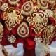 Gold Ruby Red Bridal brooch bouquet. Deposit on Fall Autumn Wedding Broach bouquets. Perfect Indian wedding.