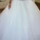 White silvery beaded tulle princess wedding gowns