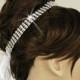 Bridal Rhinestoned Headband with Four Strands. White Wedding Head Piece. Handmade