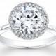 Ladies 14kt white gold diamond engagement ring with 2ct white sapphire center 0.30 ctw G-VS2 diamonds