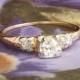 Vintage Retro 1940's Old Transitional Cut Diamond Two Tone Engagement Wedding Anniversary Ring 14k 18k Gold