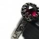 Almandine Garnet Engagement Ring, Oxidized Silver Jewelry, Natural Gemstone & Leafy Patterned Band