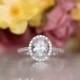3.54 ct.tw Oval Cut Diamond Simulant-Oval Halo Engagement Ring-Sterling Silver-Bridal Ring-Wedding Ring-Promise Ring [3052-1]