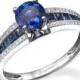 Blue Sapphire Engagement Ring, Emerald Cut Ring, White Gold Ring, Solitaire Ring, Diamond Ring, Unique Ring, Gem Ring, Prong Ring