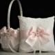 Off-white Pink Flower Girl Basket   Ring Bearer Pillow Set  Petal Pink Wedding Basket & Wedding Ring Pillow  Blush Pink Basket Pillow Set