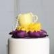 Teacup Party Cake Topper (Yellow & Purple), Tea Party, Wonderland, Flower, Pearl, OverTheTopCakeTopper